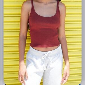 Brandy Melville John Gault Burgundy Cropped Tank Top